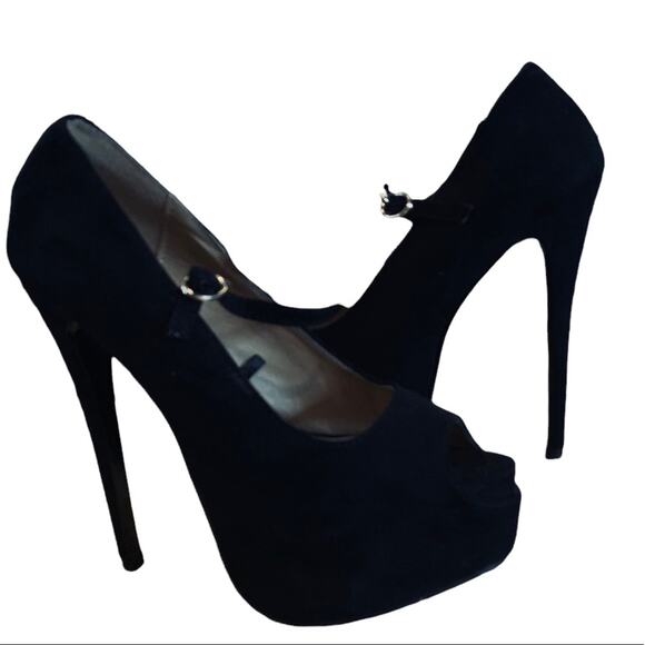 Forever 21 platform stilettos fabric micro suede size 7.5 all man made materials - Picture 4 of 6